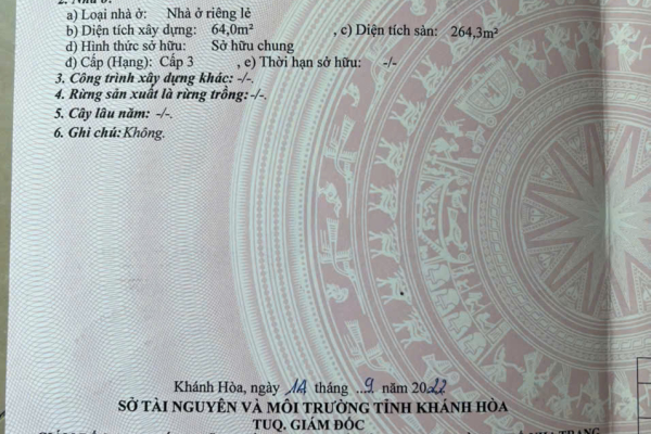 BÁN TÒA NHÀ MẶT TIỀN 58 TRẦN NHẬT DUẬT, PHƯỜNG PHƯỚC HÒA, NHA TRANG – SỔ HỒNG HOÀN CÔNG 264,3M² SÀN – GIÁ 13 TỶ